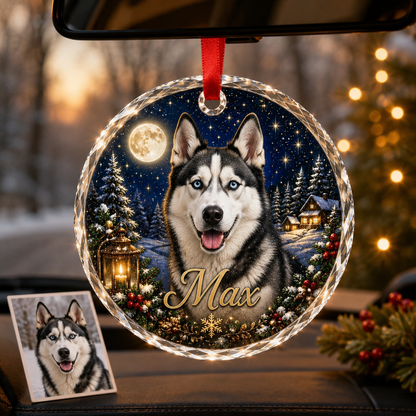 Custom Photo Dog Glass At Christmas Village