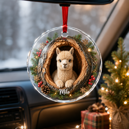 Animal Glass Ornament Tree Hollow Alpaca
