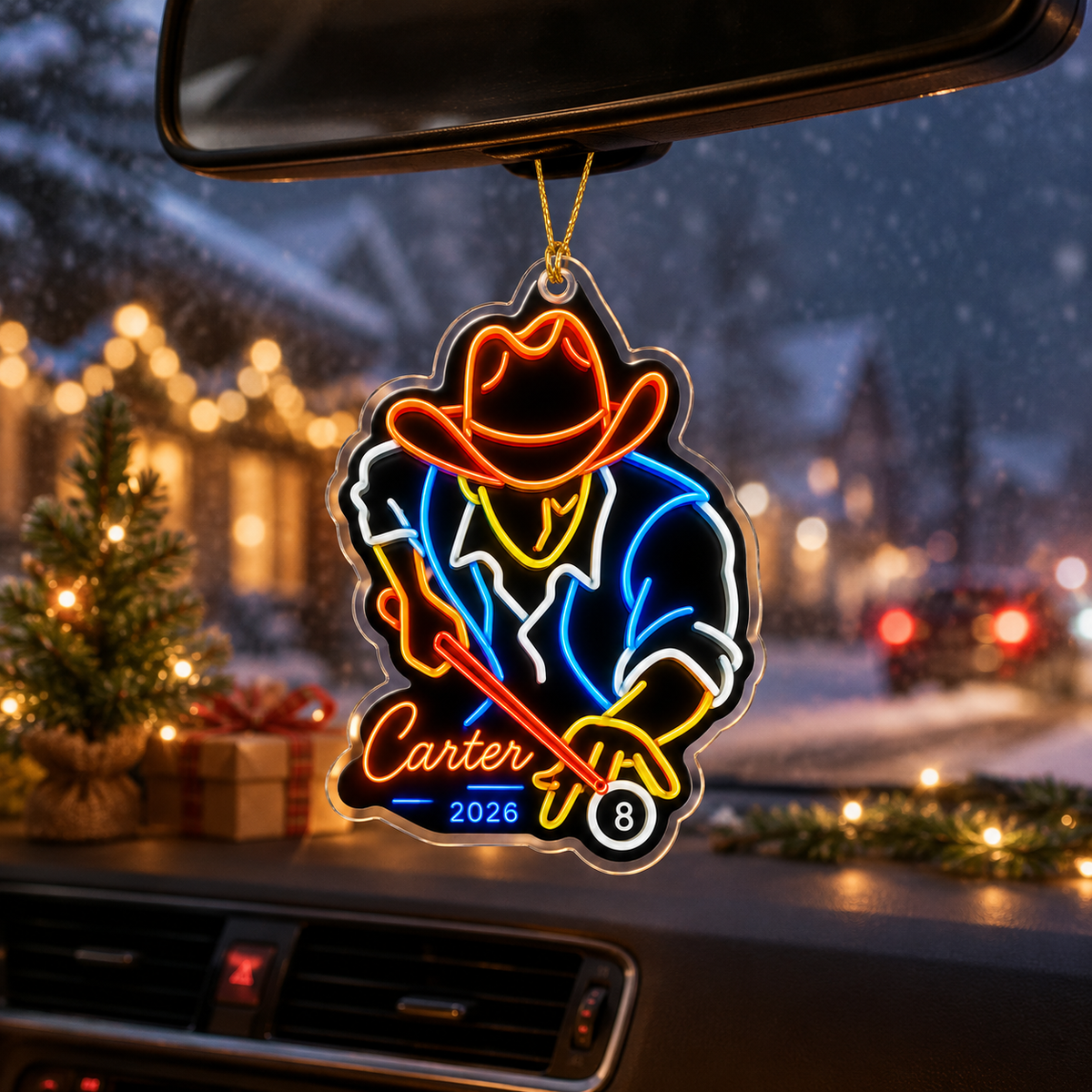 Custom Name Billiards Neon Cowboy Acrylic
