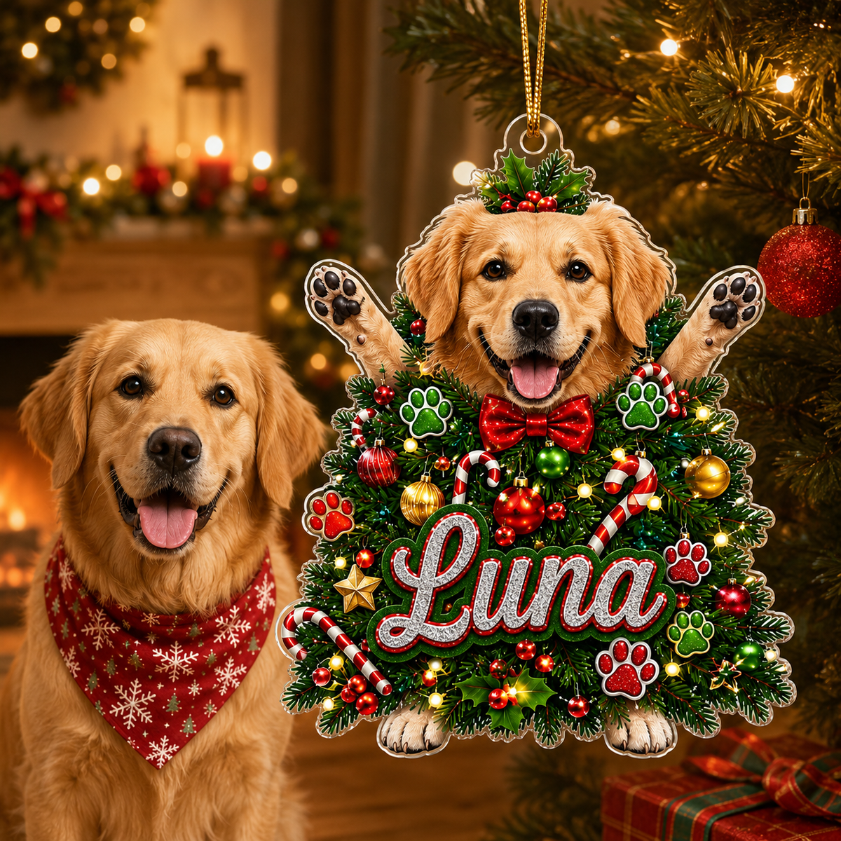 Custom Photo Dog Christmas Style 2