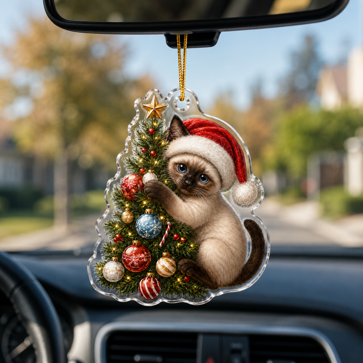 Cat With Christmas Tree Siamese