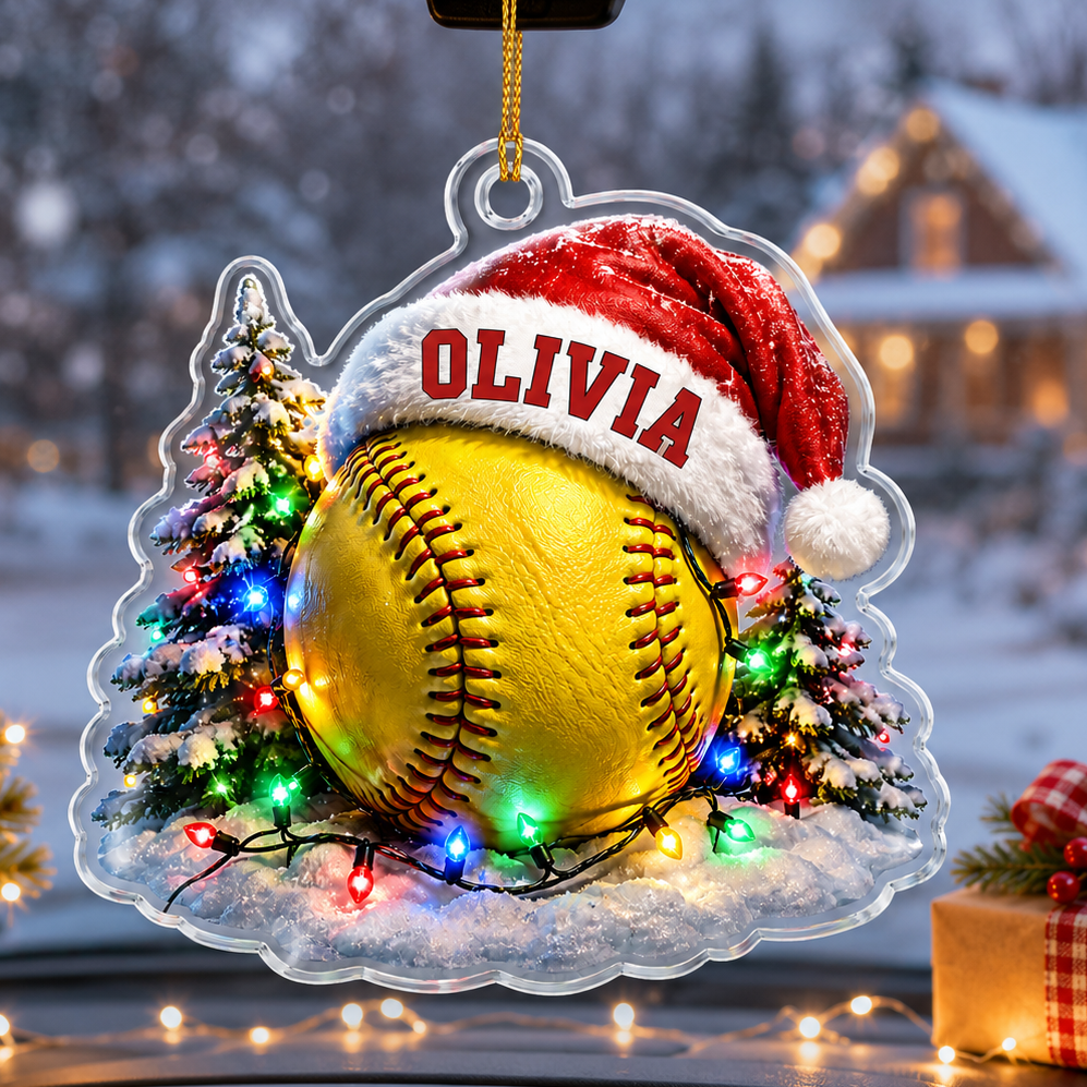 Custom Sports Christmas Acrylic - Softball