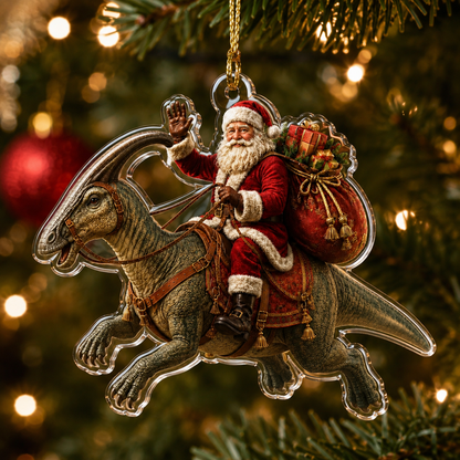 Dinosour With Santa Parasaurolophus