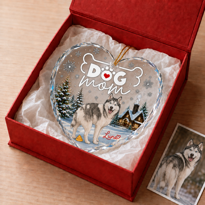 Custom Photo Dog Glass Dog In Christmas Village