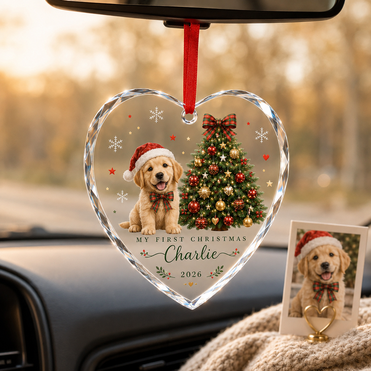 Custom Photo Dog Glass Dog With The First Christmas