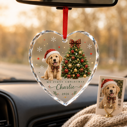Custom Photo Dog Glass Dog With The First Christmas