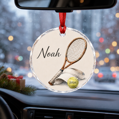 Sport Glass Ornament Tennis Gear