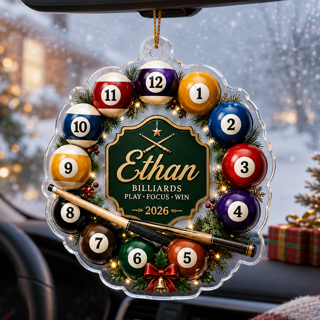 Custom Name Billiards Christmas Wreath Acrylic