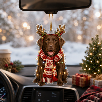 Dog Decor with Antlers & Scarf Labrador Retriever