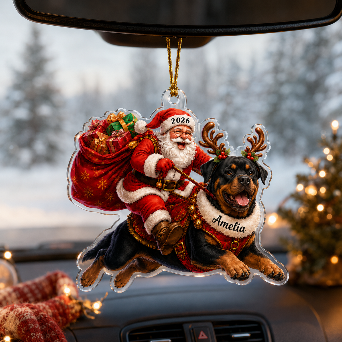 Santa Claus and Dog Rottweiler