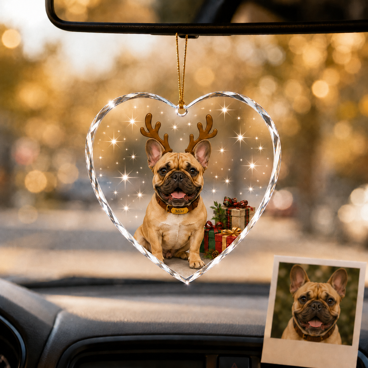 Custom Photo Dog With Christmas Gift