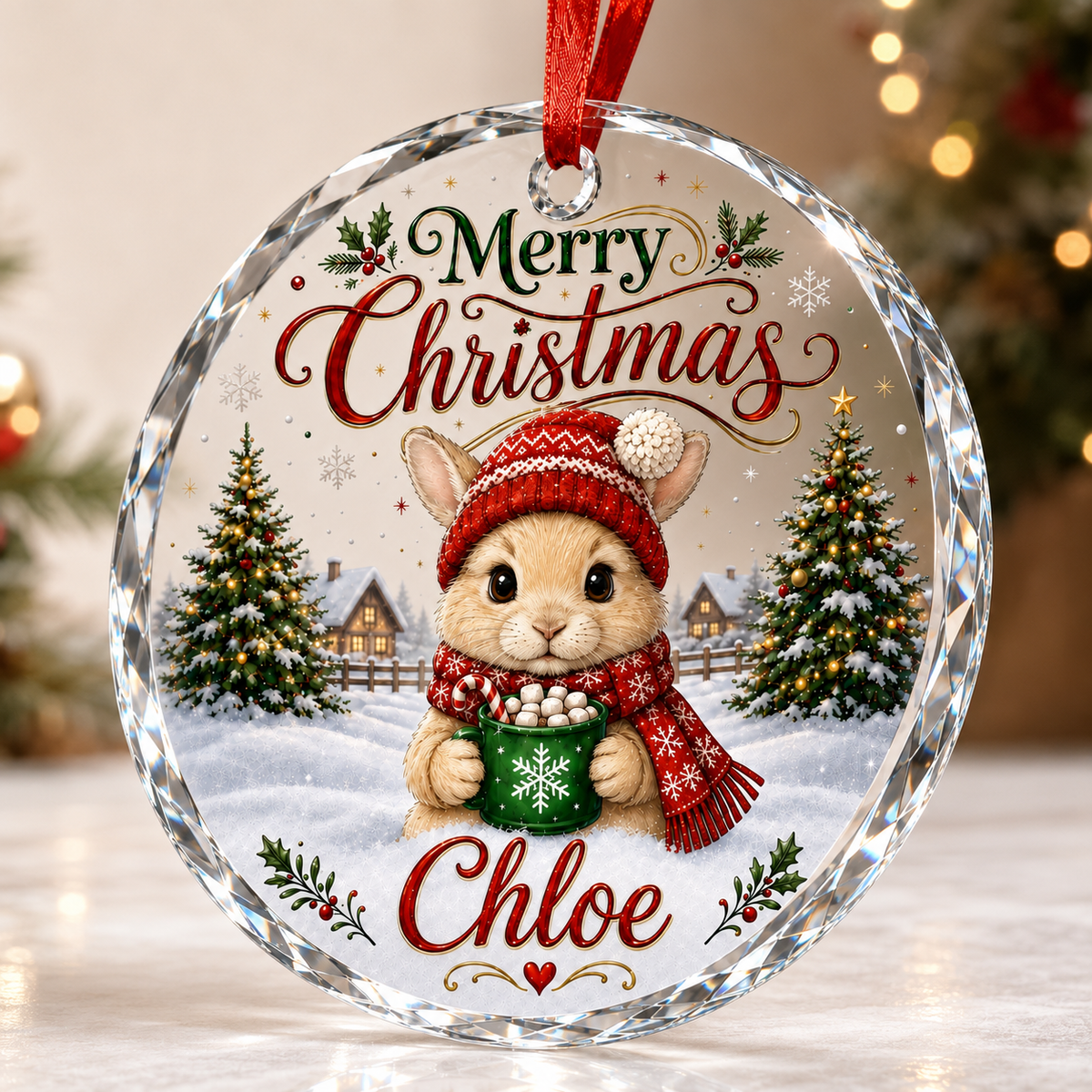 Christmas Glass Animal Rabbit