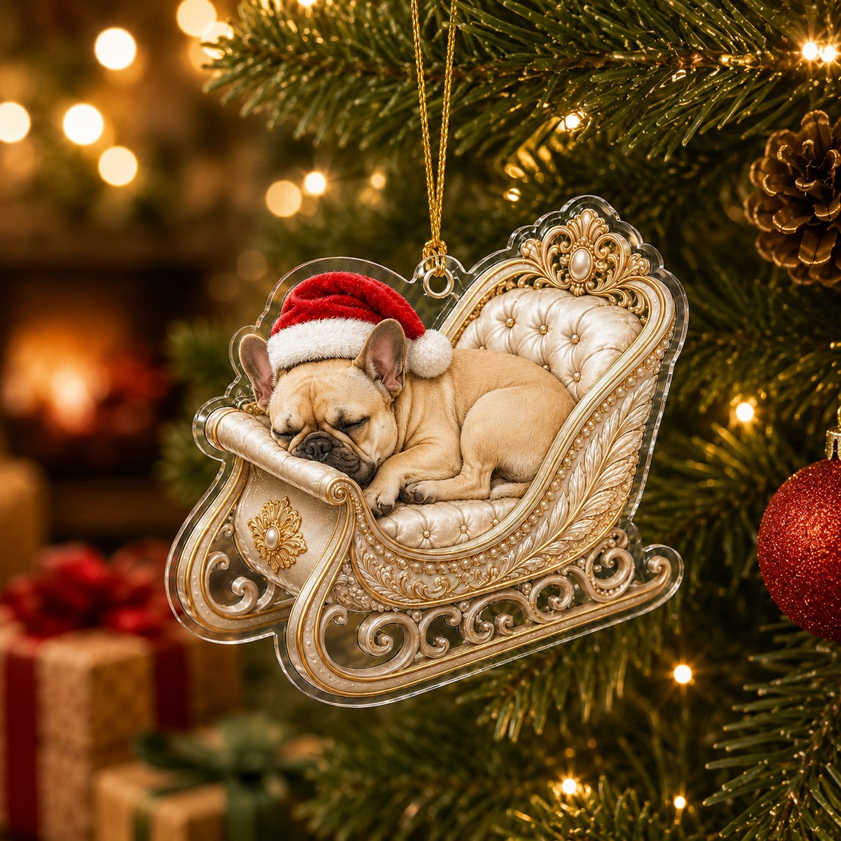 Dog Christmas Sleigh French Bulldog