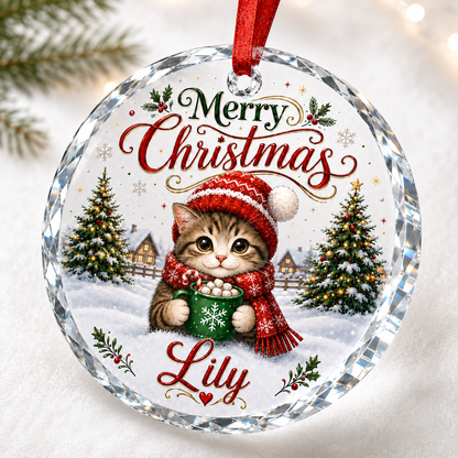 Christmas Glass Animal Cat