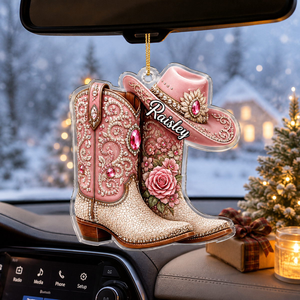 Personalized Boost Pink Jewel Cowgirl Acrylic