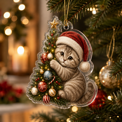 Cat With Christmas Tree Scotish Fold