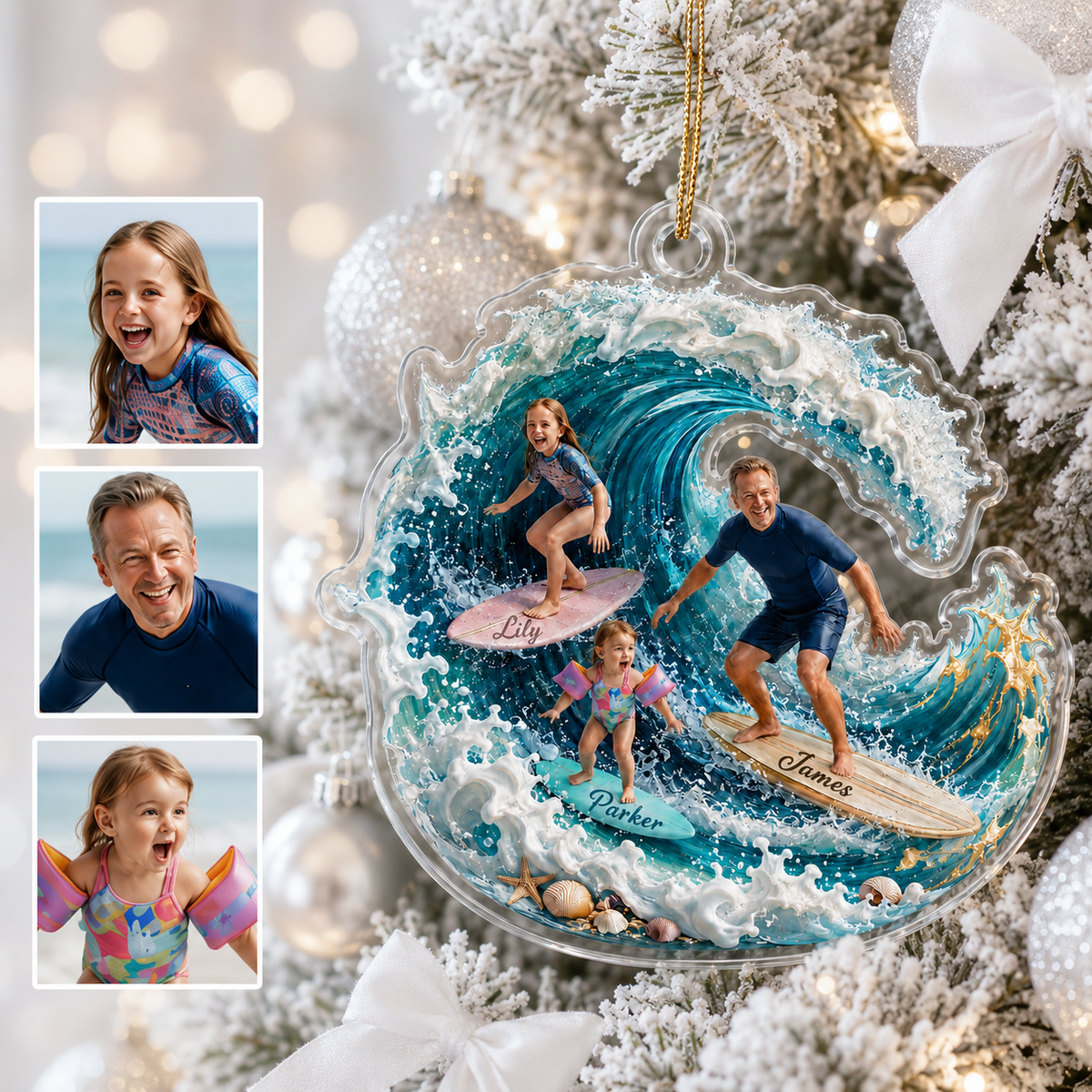 Surfing Personalize Acrylic Family Surfing