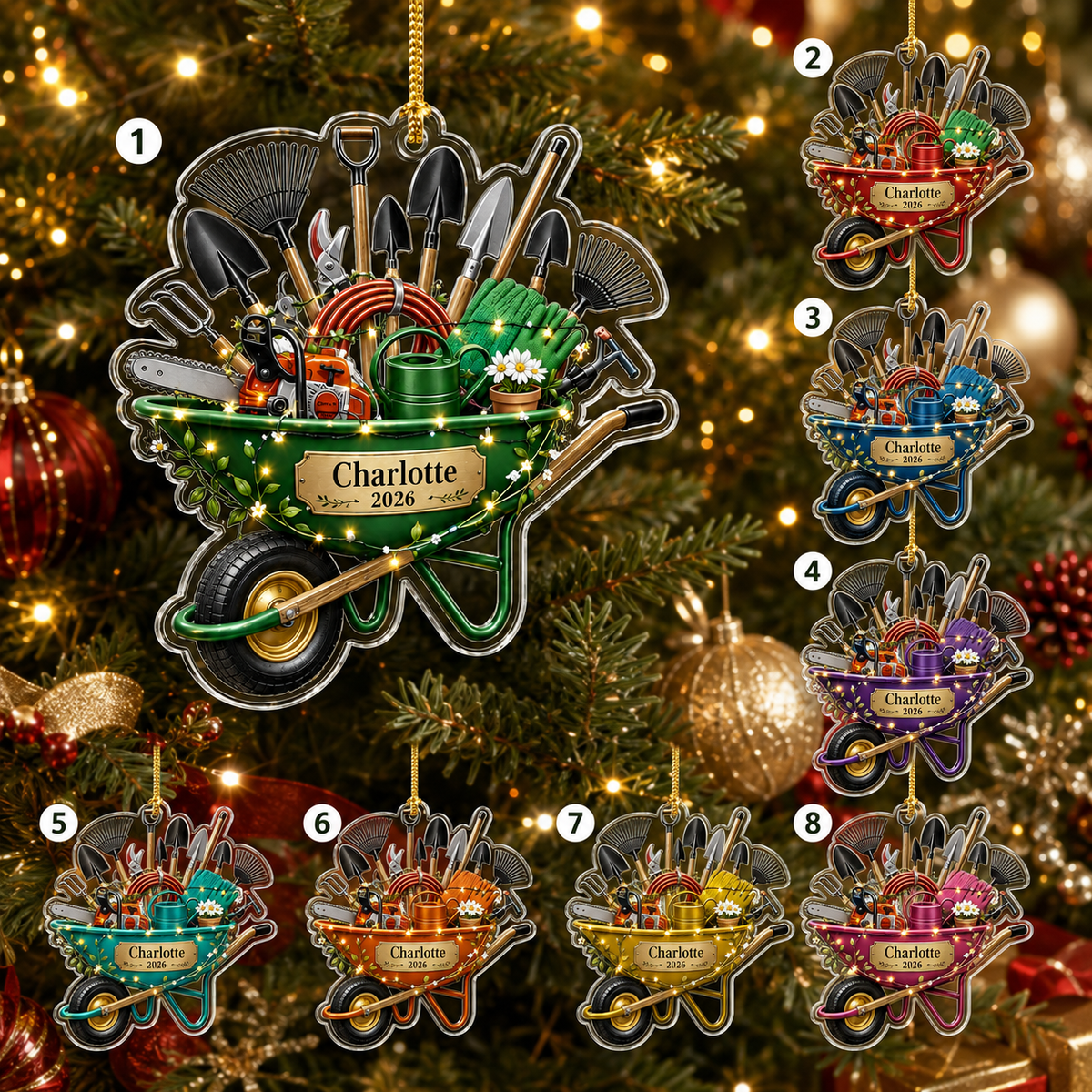 Custom Gardening Christmas Wheelbarrow Acrylic