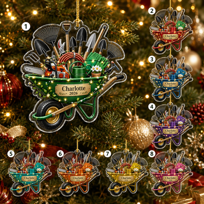 Custom Gardening Christmas Wheelbarrow Acrylic