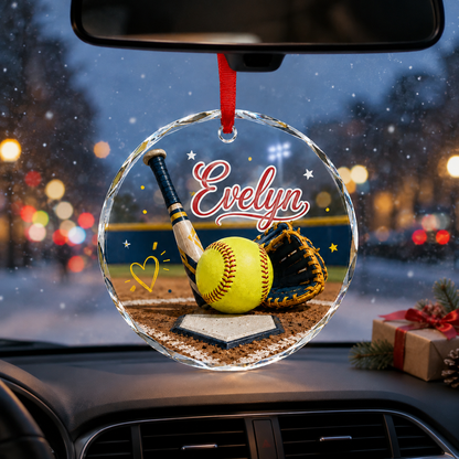 Sports Glass Ornament Softball