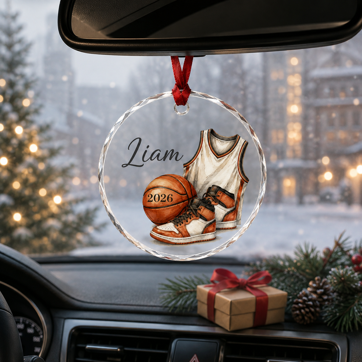Sport Glass Ornament Basketball Gear