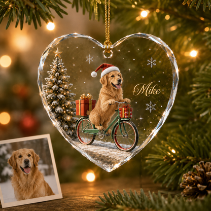 Custom Photo Dog With Christmas Bycicle