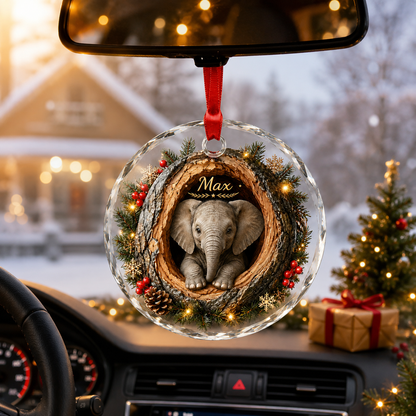 Animal Glass Ornament Tree Hollow Elephant