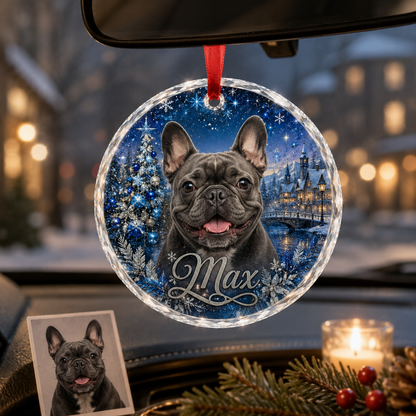 Custom Photo Dog Glass At Christmas Dusk