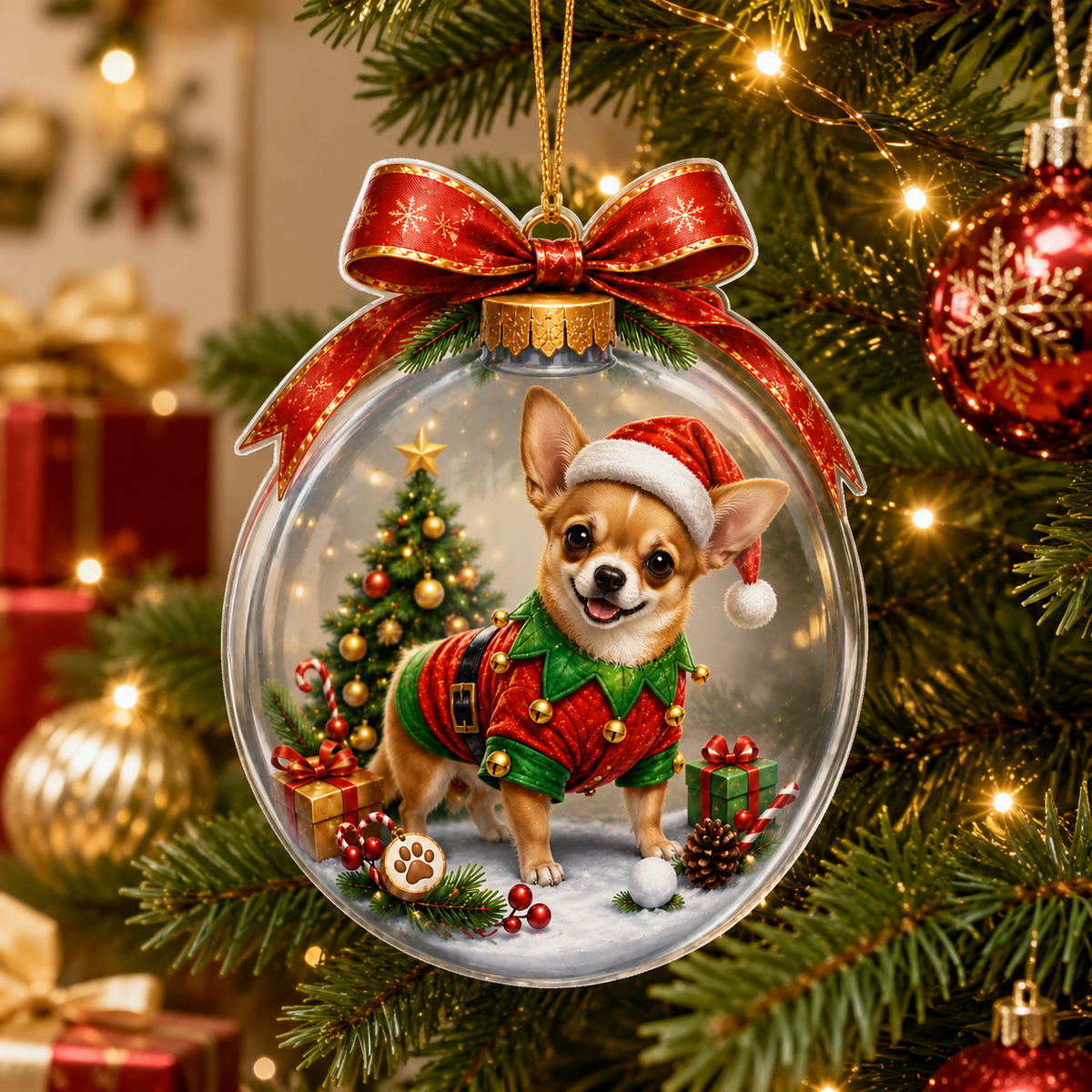 Dog Santa Bauble Ball Chihuahua