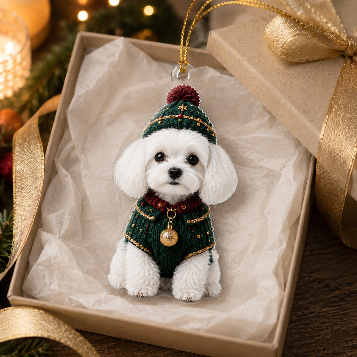 Dog Chrismast With Noel Sweater Maltese