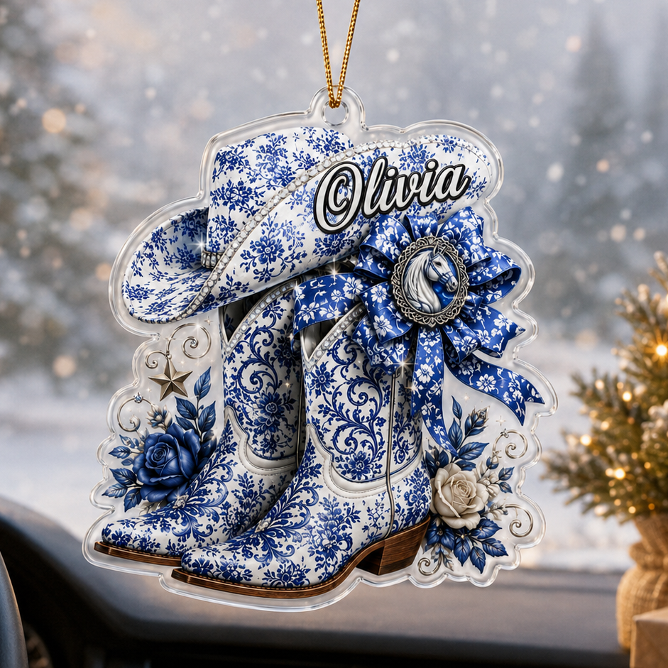 Personalized Cowgirl Cowgirl Boost Blue Porcelain Acrylic