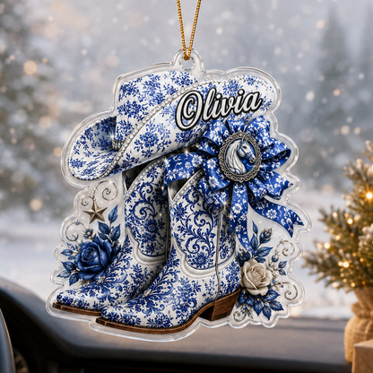 Personalized Cowgirl Cowgirl Boost Blue Porcelain Acrylic