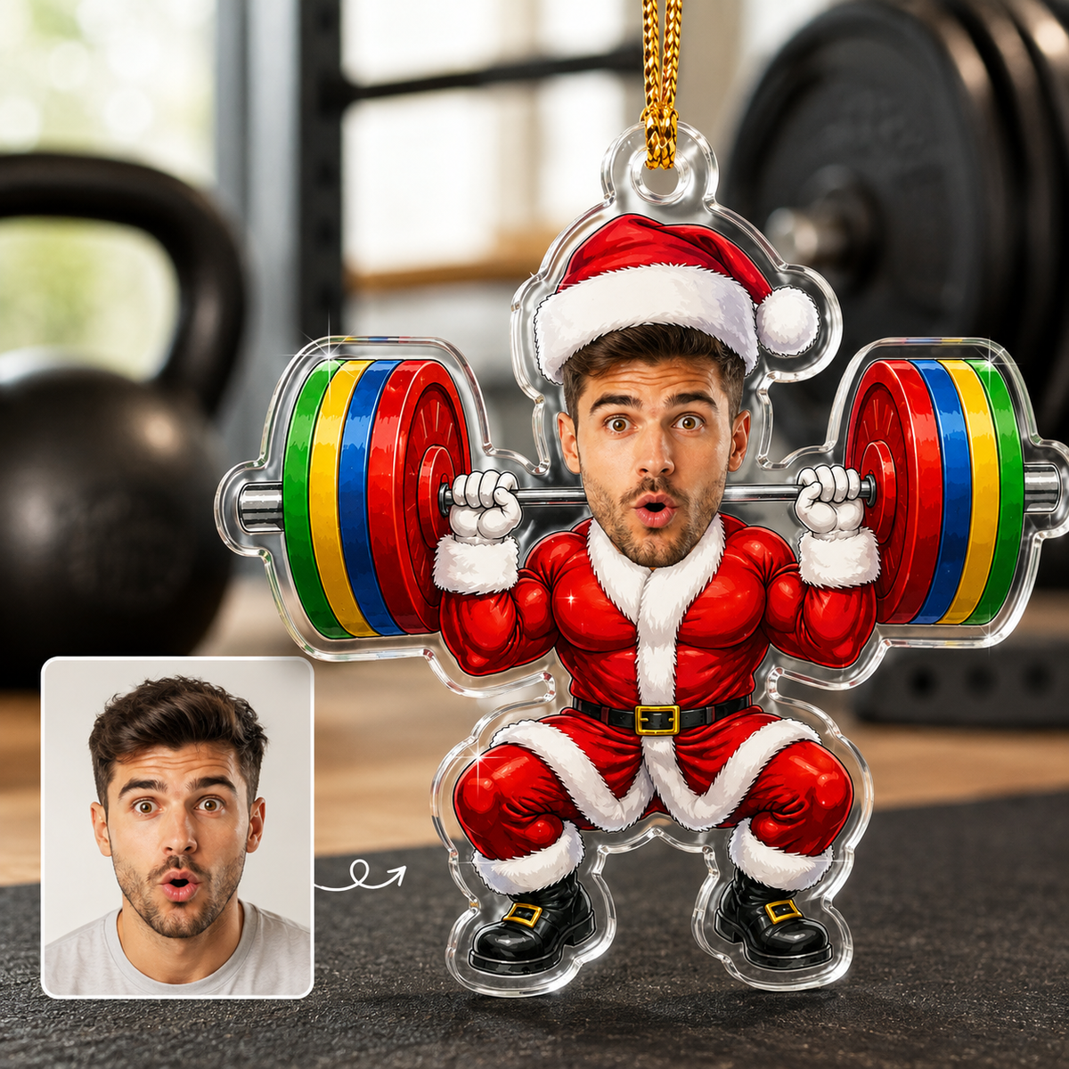 Custom Photo Christmas Weightlifter Man