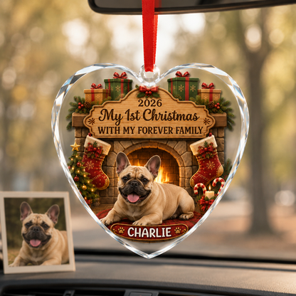 Custom Photo Dog Glass Dog With Christmas Heater