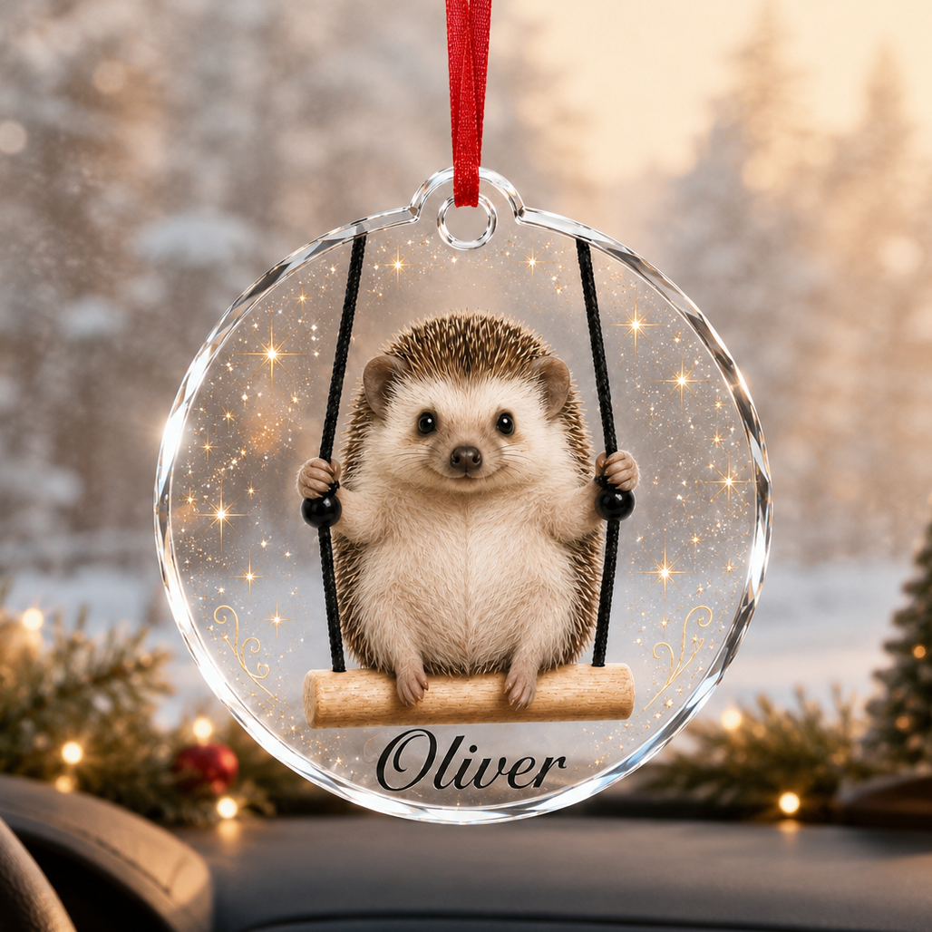 Animal Glass Ornament Hedgehog
