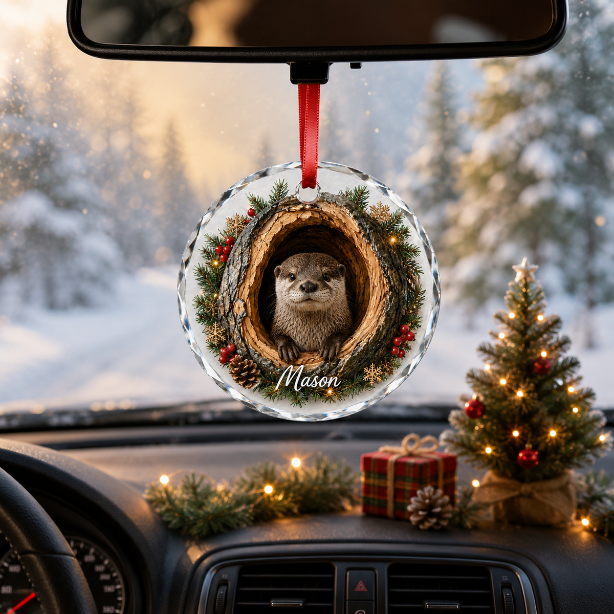 Animal Glass Ornament Tree Hollow Otter