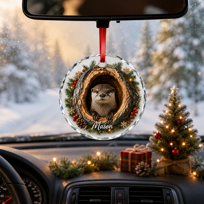 Animal Glass Ornament Tree Hollow Otter
