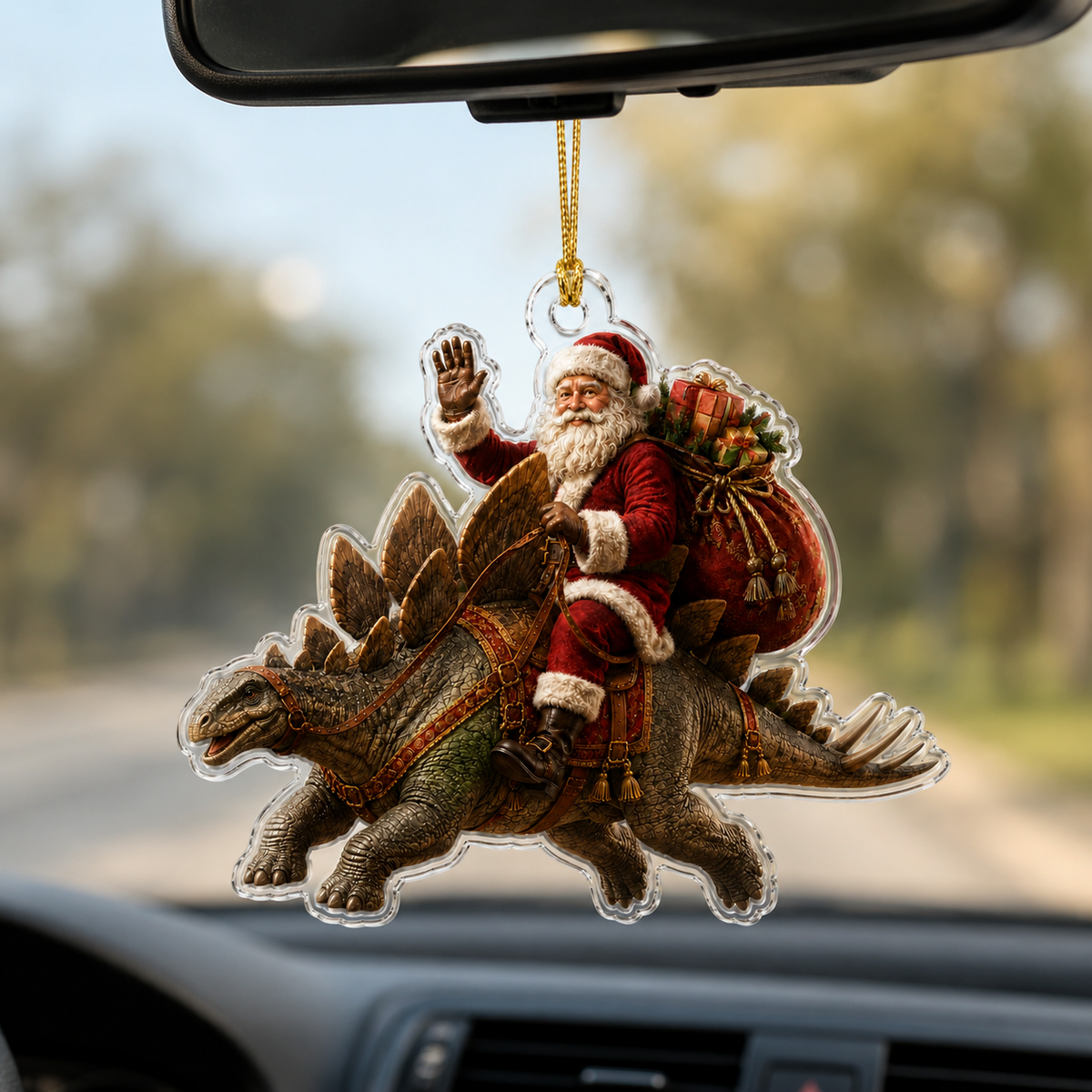 Dinosour With Santa Stegosaurus