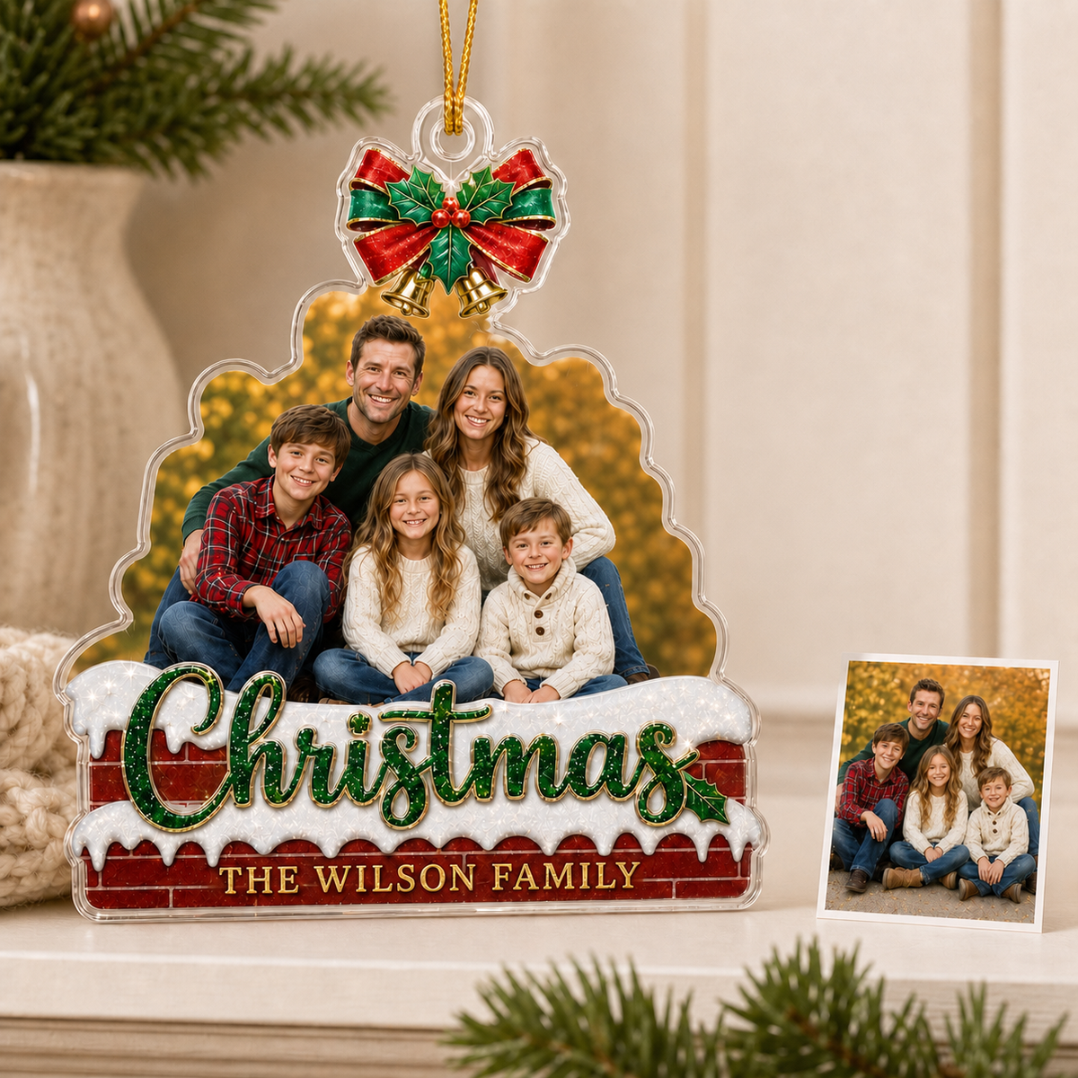 Custom Photo Christmas Family Chimney