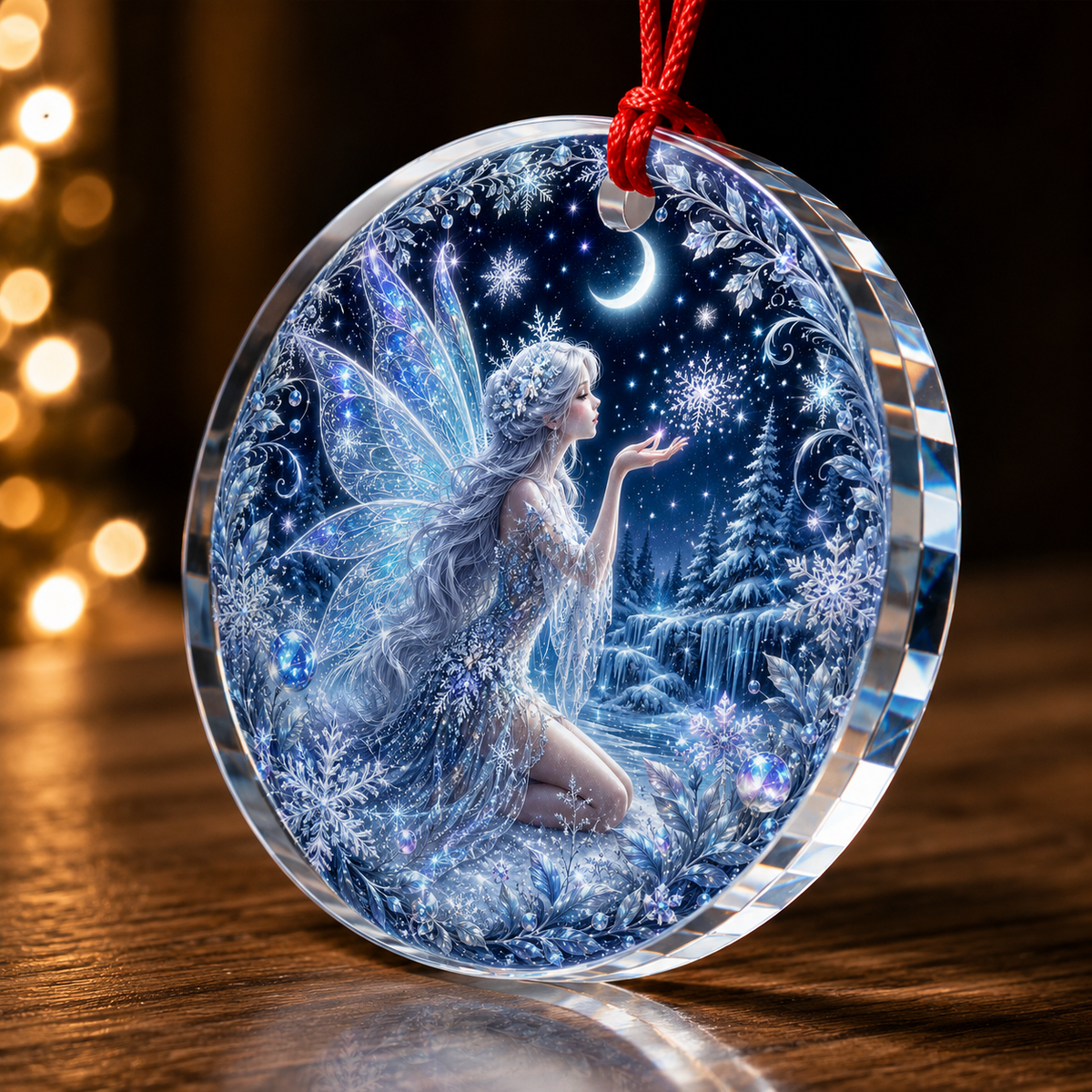 Fairy Glass Ornament Winter Snow Fairy