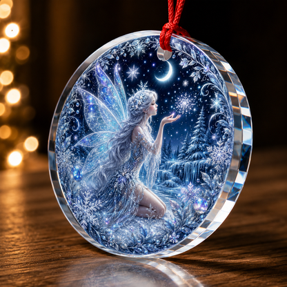 Fairy Glass Ornament Winter Snow Fairy