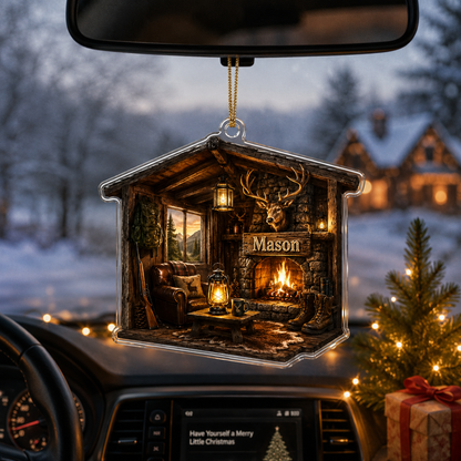 Personalized Hunting Cabin Hearth Acrylic