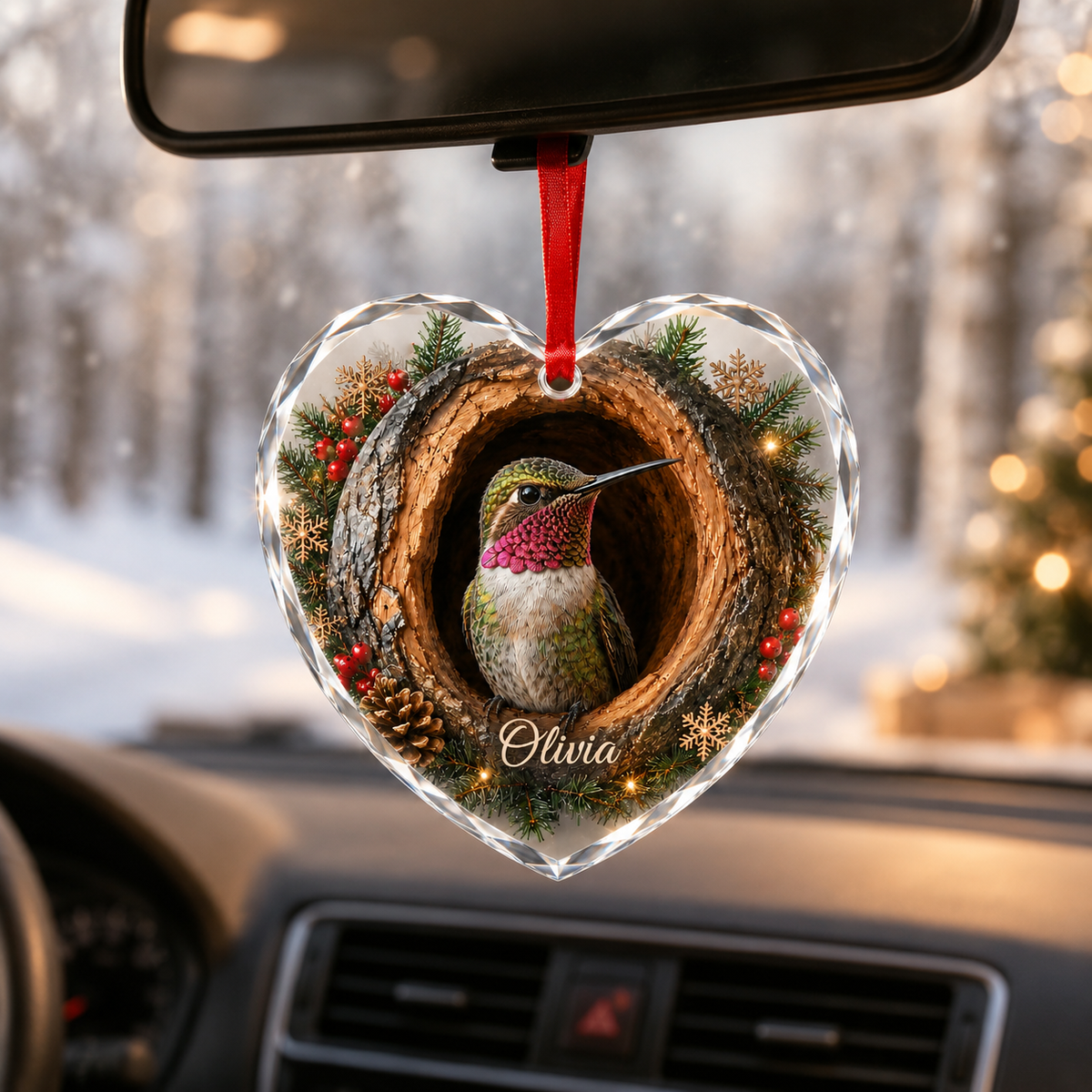 Animal Glass Ornament Tree Hollow Hummingbird