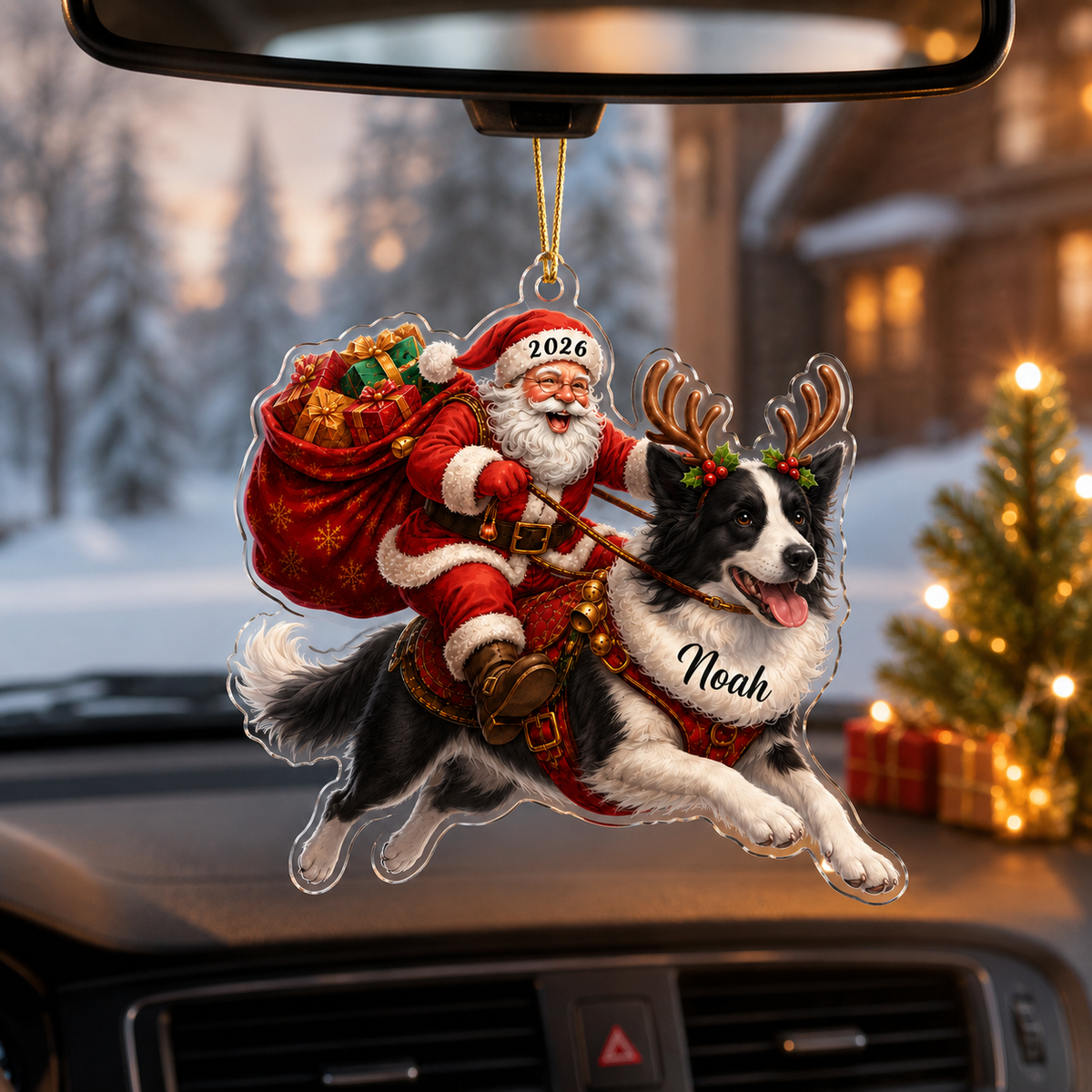 Santa Claus and Dog Border Collie