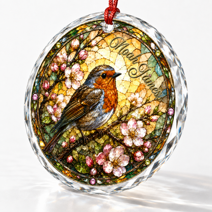Custom Name Glass Animal Robin