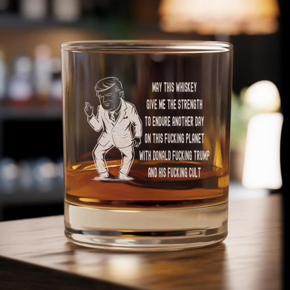 Funny Trump Whiskey Glass | Trump 45 47th Engraved Whiskey Glass