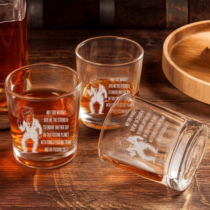 Funny Trump Whiskey Glass | Trump 45 47th Engraved Whiskey Glass