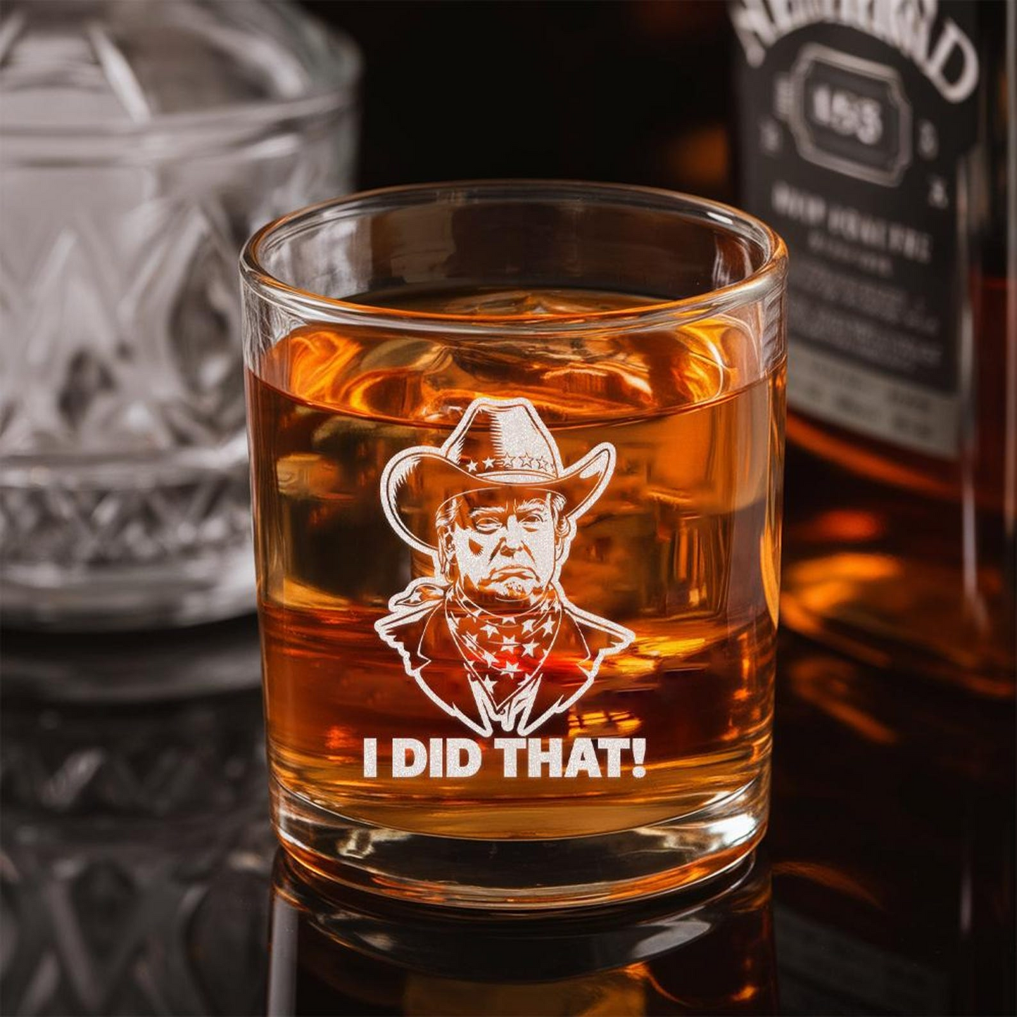 I Did That Trump President Cowboy Whiskey Decanter Set | Donald Trump Engraved Whiskey Glass EO05