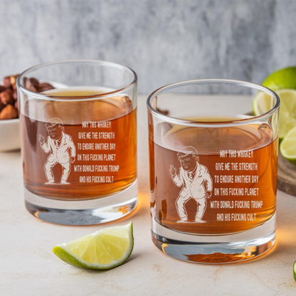 Funny Trump Whiskey Glass | Trump 45 47th Engraved Whiskey Glass