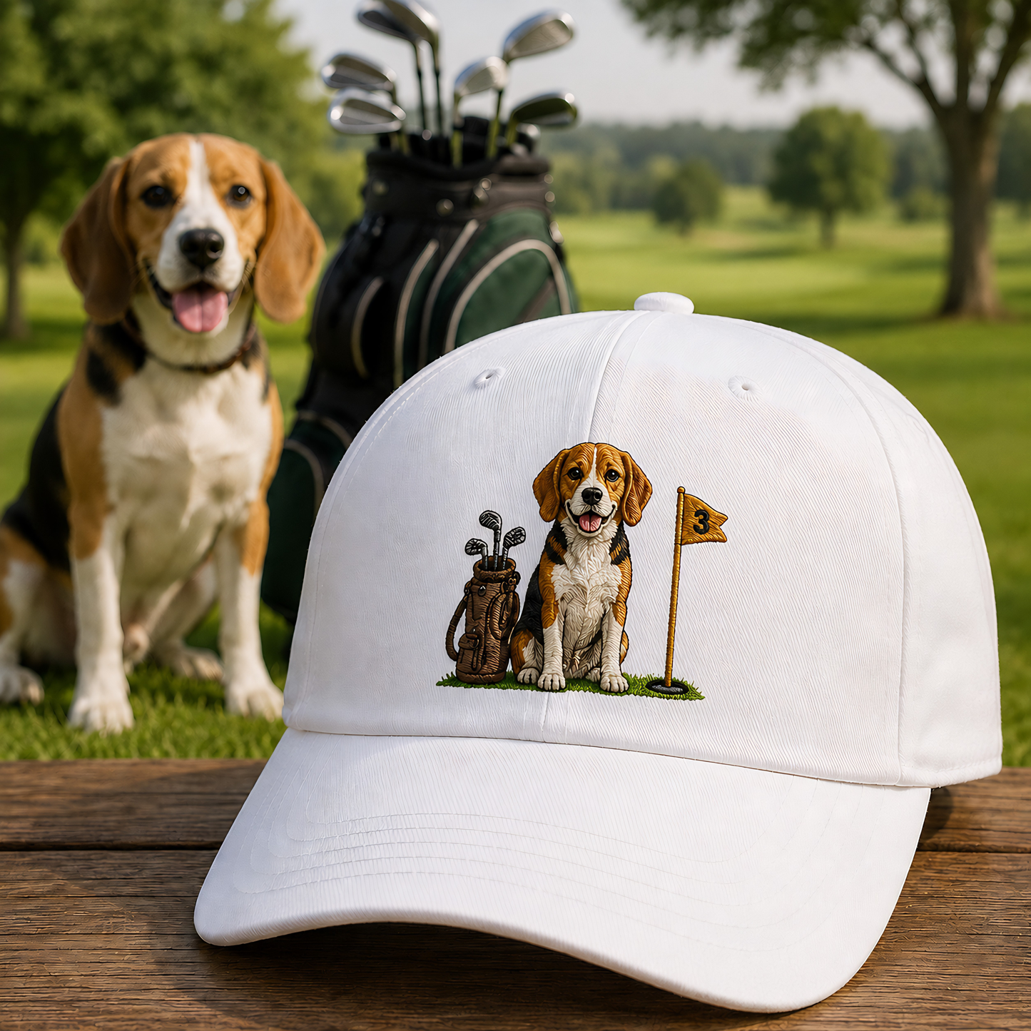 Custom Photo Dog Golf Trucker Hat, Personalized Embroidered Pet Cap, Dog Lover Gift THUC99